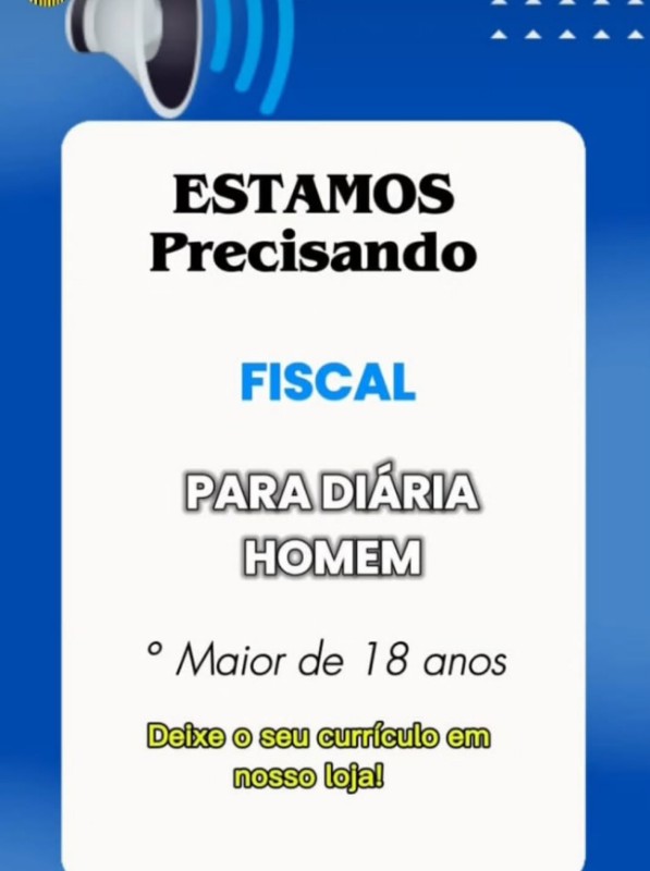 1 Vaga de emprego para Fiscal na Cidade em 17/09