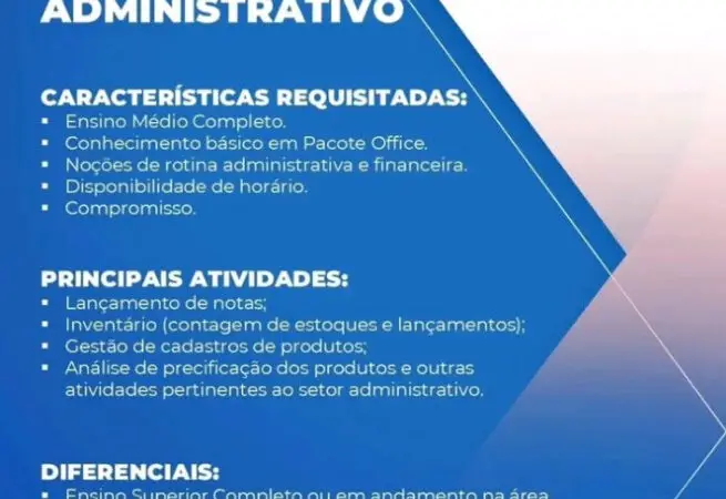 1 Vaga de emprego para Auxiliar Administrativo na empresa MOVIX em 06/09