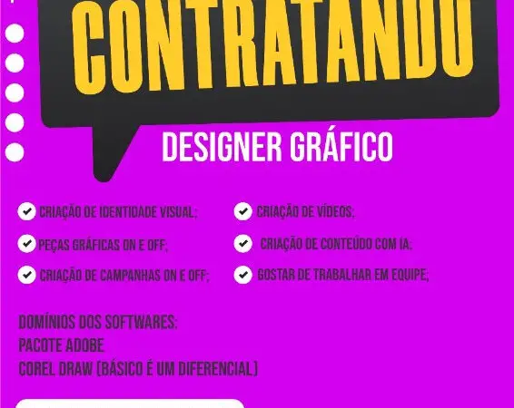 1 Vaga de emprego para Designer Gráfico na empresa Strela em 10/09