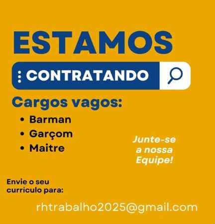 3 Vagas de emprego para Barman, Garçom, Maitre no Segmento alimentício em 10/09