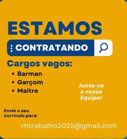 3 Vagas de emprego para Barman, Garçom, Maitre no Segmento alimentício em 10/09