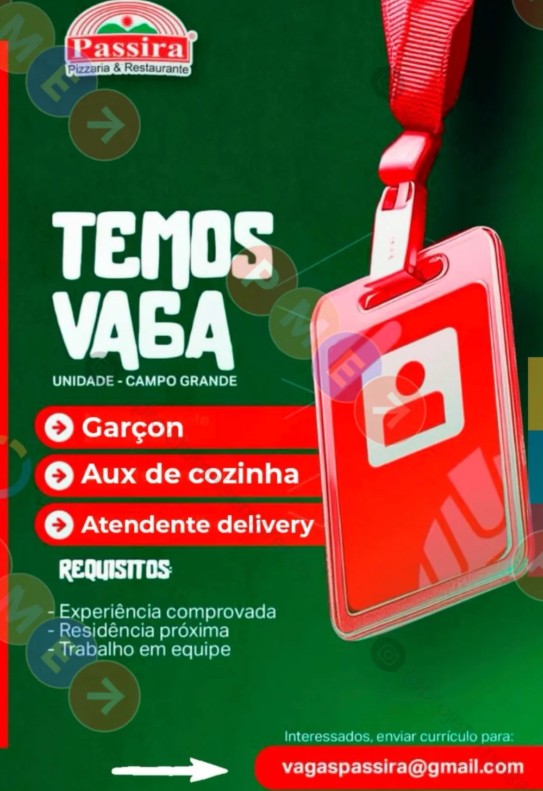 3 Vagas de emprego para Garçom, Auxiliar De Cozinha, Atendente Delivery na empresa Restaurante e Pizzaria Passira em 22/09