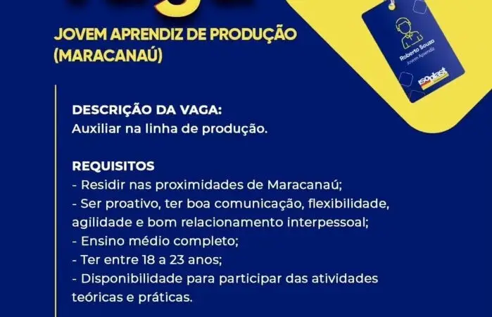1 Vaga de emprego para Jovem Aprendiz De Produção na empresa Isoplast em 12/09