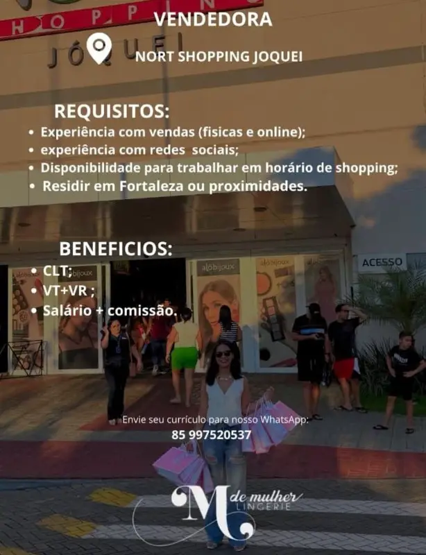 1 Vaga de emprego para Vendedora na empresa M de Mulher em 11/09