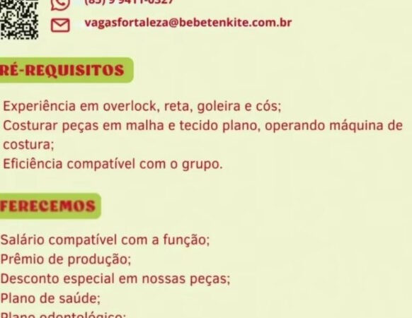 1 Vaga de emprego para Costureiro na empresa Bebêtenkitê em 08/09