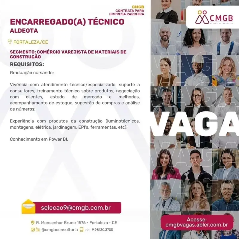 1 Vaga de emprego para Encarregado Técnico no bairro de Aldeota em 10/09