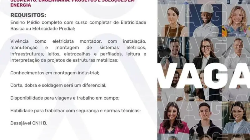 7 Vagas de emprego para Eletricista Montador no segmento de engenharia em 10/09