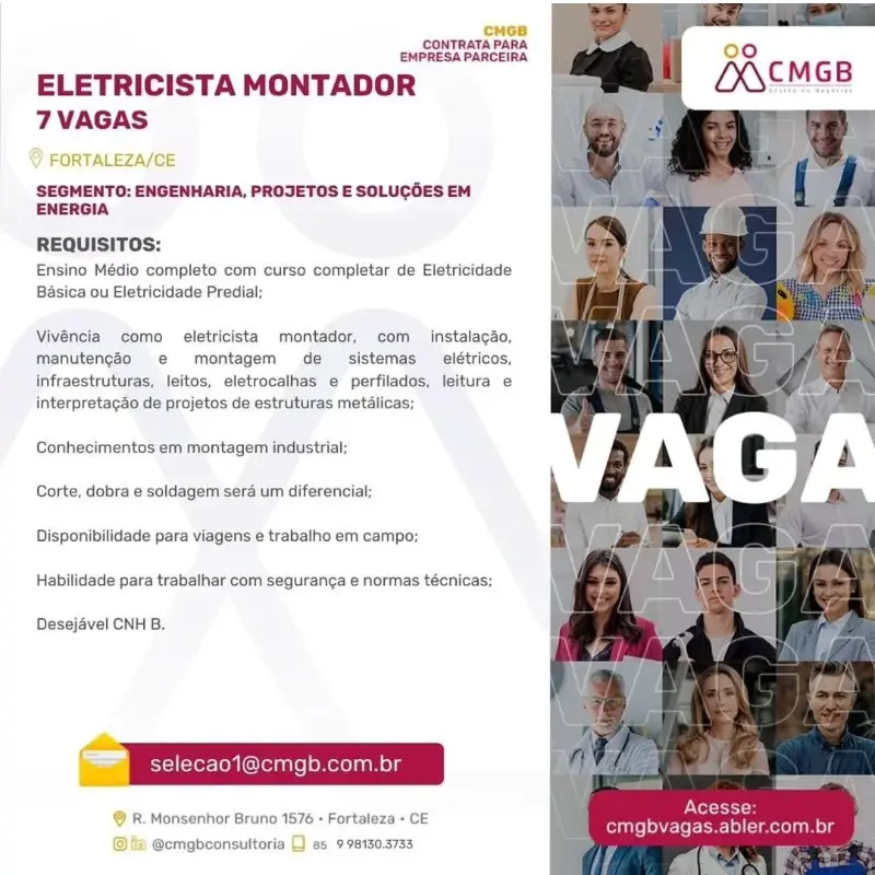7 Vagas de emprego para Eletricista Montador no segmento de engenharia em 10/09