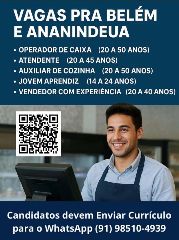 1 Vaga de emprego para Operador De Caixa, Atendente, Auxiliar De Cozinha, Jovem Aprendiz, Vendedor Com Experiencia na Cidade em 27/09