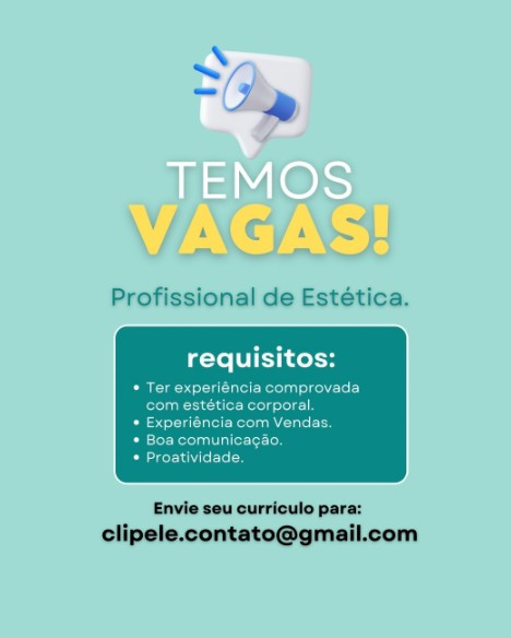 1 Vaga de emprego para Profissional De Estética na empresa Clipele em 06/09