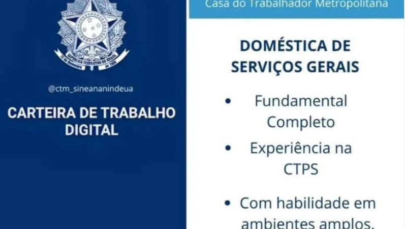 1 Vaga de emprego para Serviços Gerais na empresa SINE em 06/09