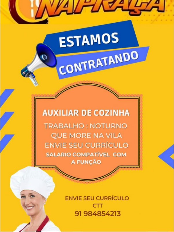 1 Vaga de emprego para Auxiliar De Cozinha na empresa PRAÇA em 17/09