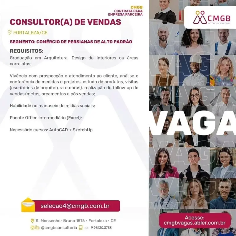 1 Vaga de emprego para Consultor De Vendas no segmento de comércio de persianas em 10/09