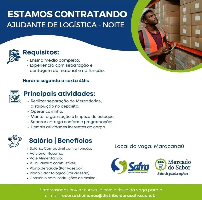 1 Vaga de emprego para Ajudante De Logística na empresa Mercado do Sabor em 12/09