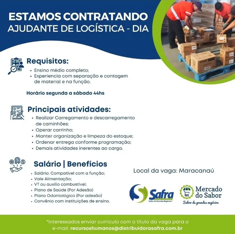 1 Vaga de emprego para Ajudante De Logística na empresa Mercado do Sabor em 12/09