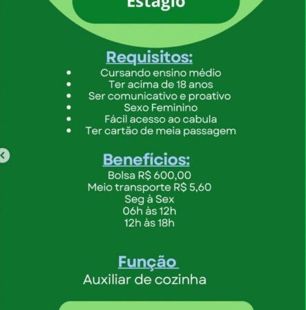 1 Vaga de emprego para Estágio no Bairro Cabula em 06/09