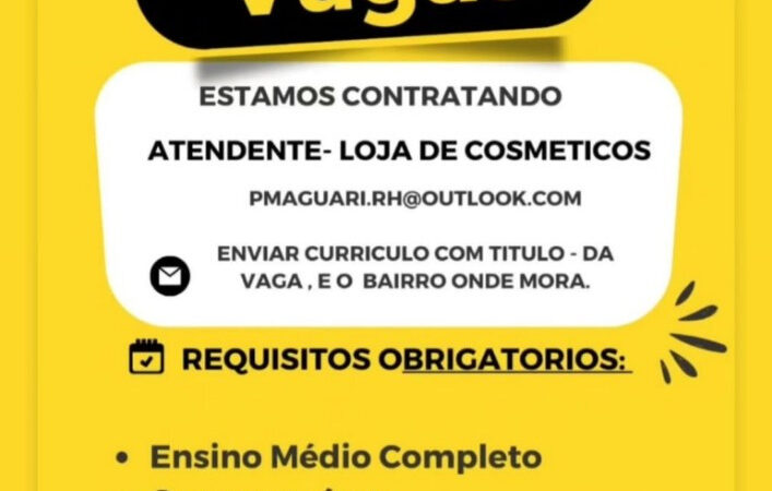 1 Vaga de emprego para Atendente Loja De Cosmeticos na cidade em 06/09