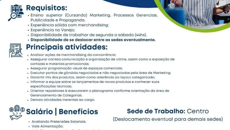 1 Vaga de emprego para Visual Merchandising na empresa Mercado do Sabor em 12/09