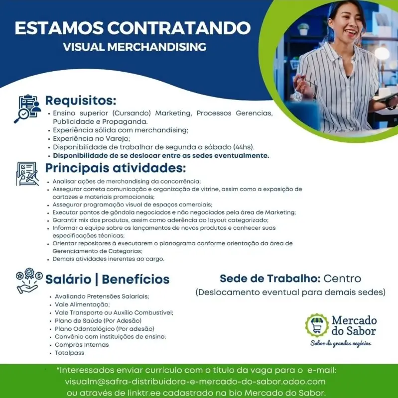 1 Vaga de emprego para Visual Merchandising na empresa Mercado do Sabor em 12/09