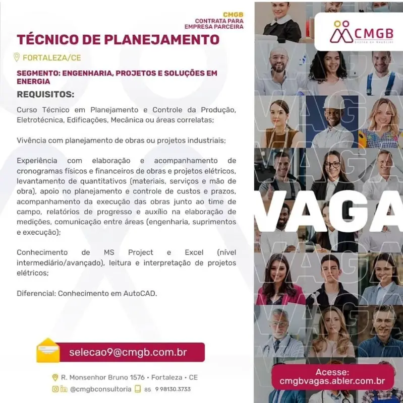 1 Vaga de emprego para Técnico De Planejamento no segmento de engenharia em 10/09