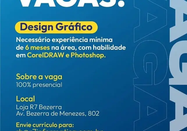 1 Vaga de emprego para Design Gráfico na empresa R7 Informática em 08/09