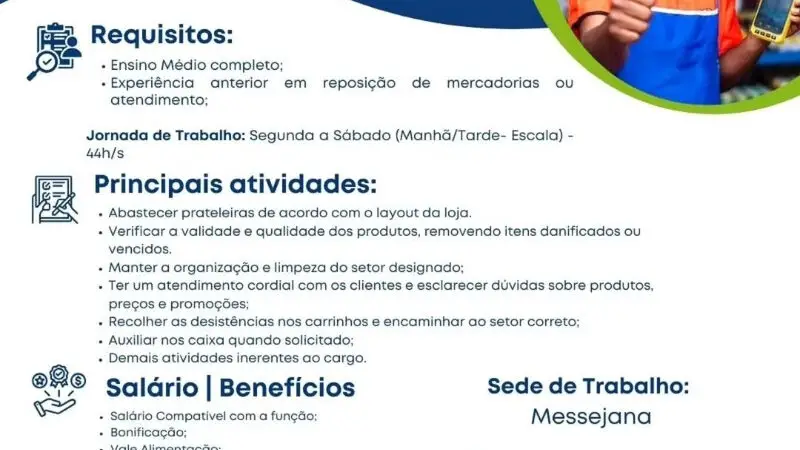 1 Vaga de emprego para Repositor na empresa Mercado do Sabor em 12/09