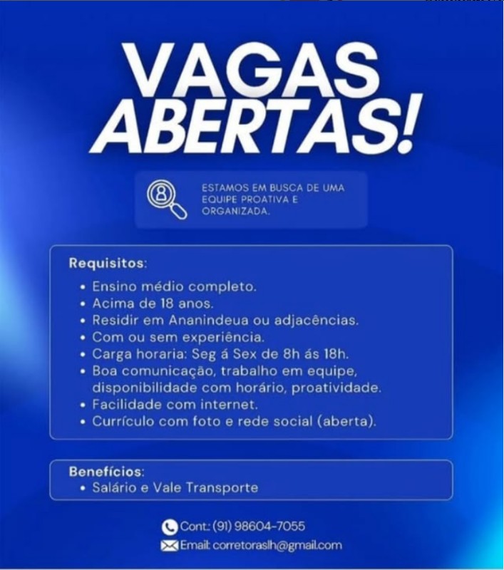 1 Vaga de emprego para Auxiliar Administrativo na empresa CORRETORAS em 17/09