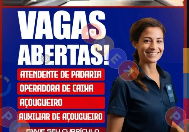 4 Vagas de emprego para Atendente De Padaria, Operador De Caixa, Açougueiro, Auxiliar De Açougueiro na empresa Mercado Dois Irmãos em 10/09