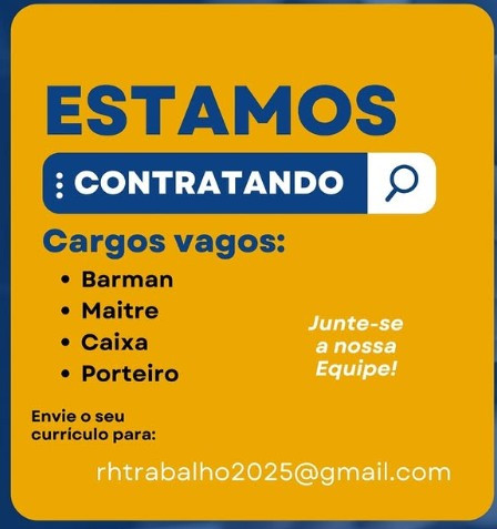 4 Vagas de emprego para Barman, Maitre, Caixa, Porteiro no Segmento alimentício em 12/09