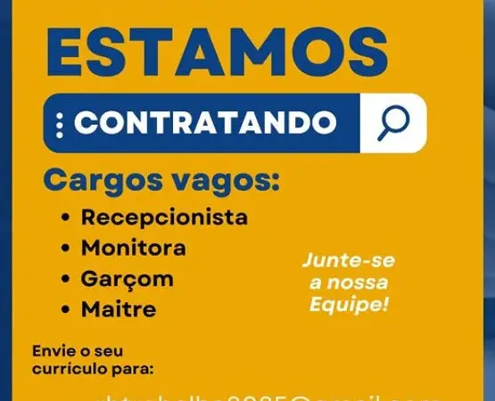 4 Vagas de emprego para Recepcionista, Monitora, Garçom, Maitre no Segmento alimentício em 09/09