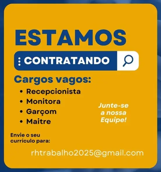 4 Vagas de emprego para Recepcionista, Monitora, Garçom, Maitre no Segmento alimentício em 09/09