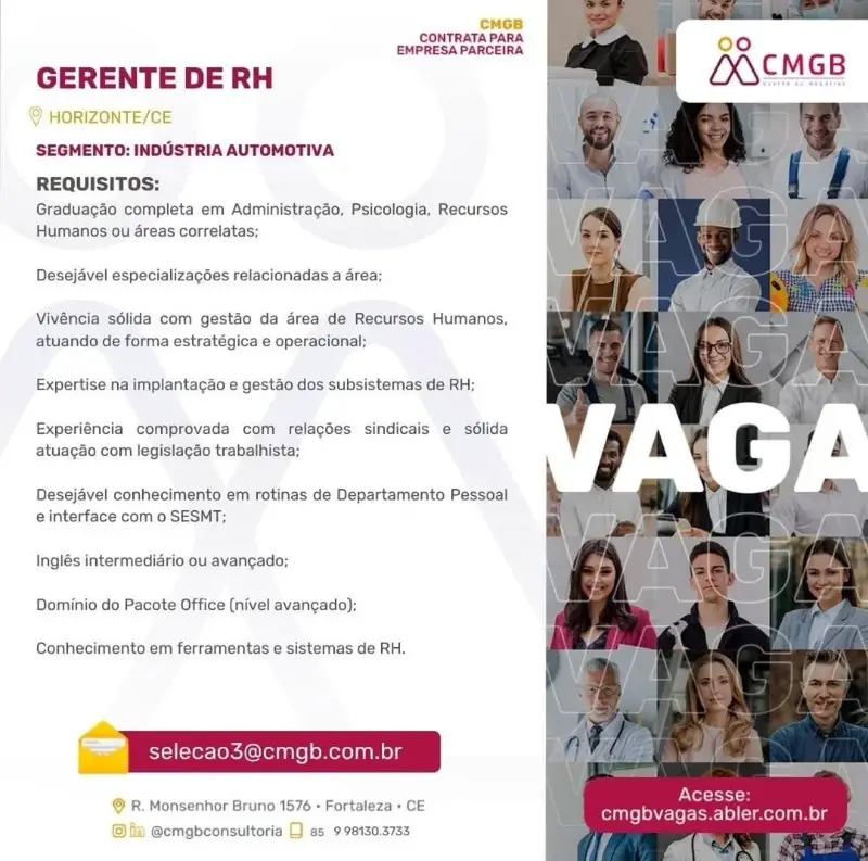 1 Vaga de emprego para Gerente De Rh no segmento de Indústria Automotiva em 10/09