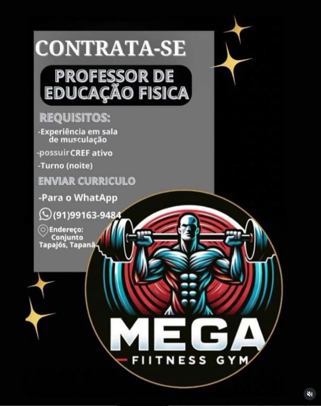 1 Vaga de emprego para Professor De Educação Fisica na empresa MEGA FITNESS GYM em 27/09