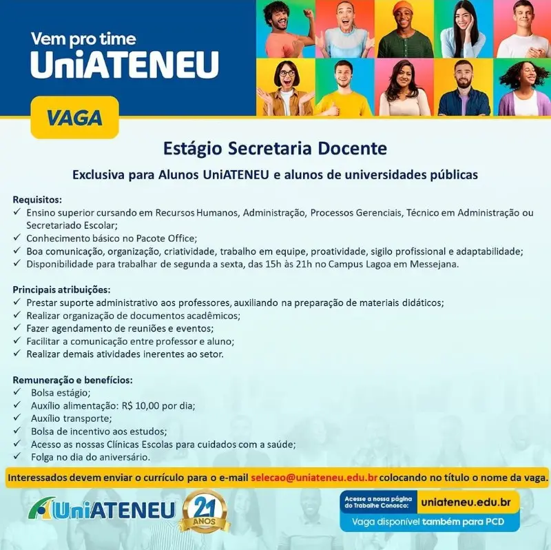 1 Vaga de emprego para Estagiário na empresa Uniateneu em 10/09