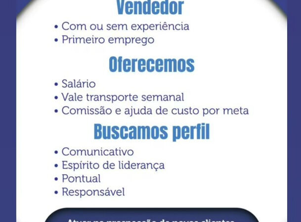 1 Vaga de emprego para Vendedor sem experiência na empresa Alfa em 10/09