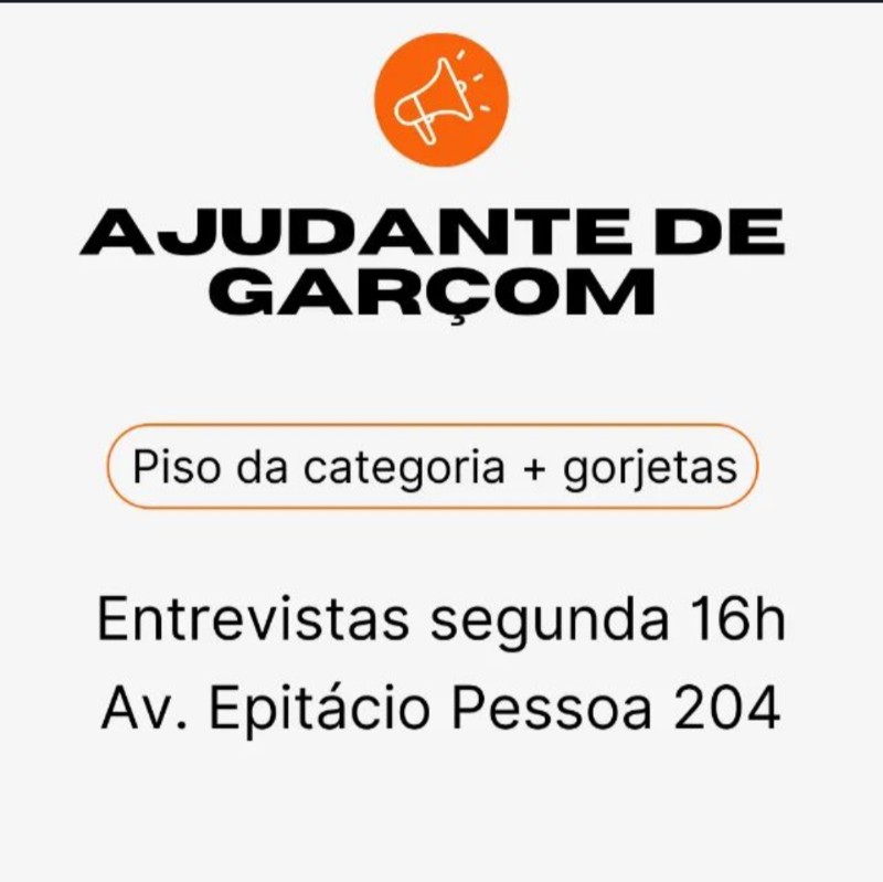 1 Vaga de emprego para Ajudante De Garçom na Cidade Rio de Janeiro em 23/09