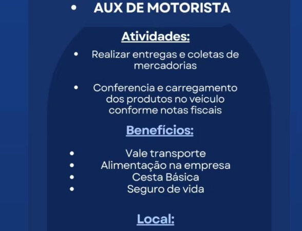2 Vagas de emprego para Motorista, Auxiliar De Motorista na empresa Facil Distribuidora em 10/09
