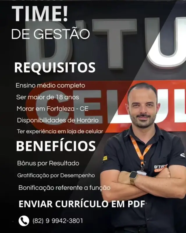 1 Vaga de emprego para Auxiliar De Gestão na empresa DTudo Celular em 12/09