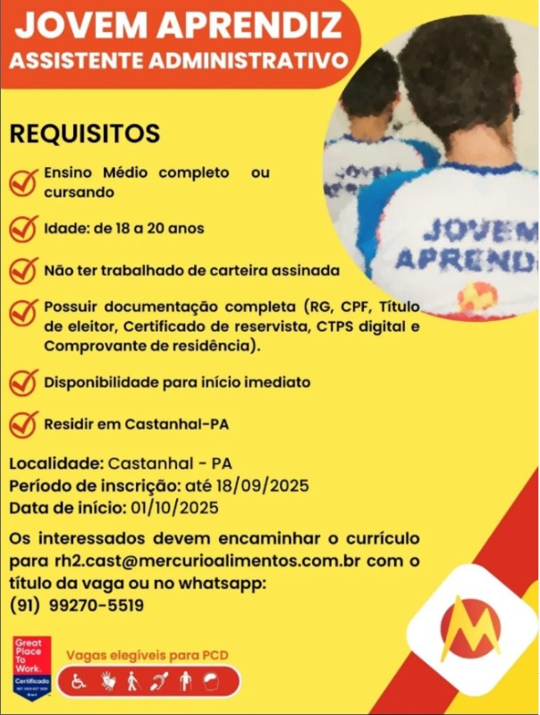 1 Vaga de emprego para Jovem Aprendiz Assistente Administrativo na Cidade em 17/09