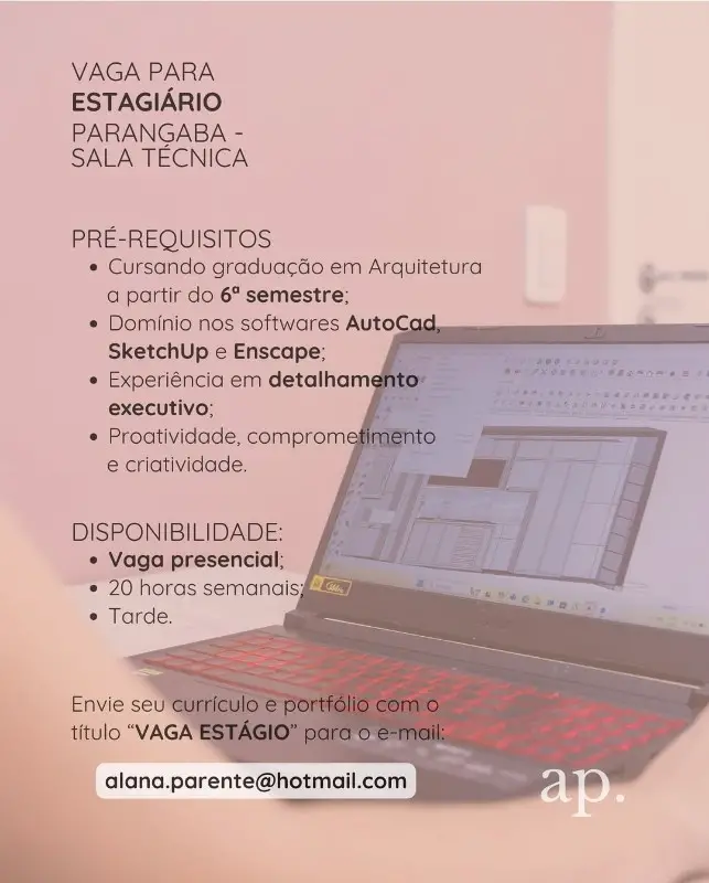 1 Vaga de emprego para Estagiário De Arquitetura na empresa Grupo Alana Parente em 11/09