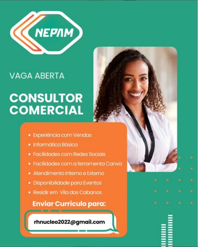 1 Vaga de emprego para Consultor Comercial na empresa NEPAM em 27/09