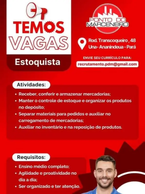 1 Vaga de emprego para Estoquista na empresa PONTO DO MARCENEIRO em 06/09