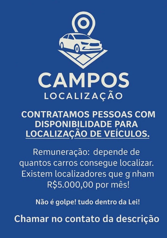 1 Vaga de emprego para Localizador De Veículos na empresa Campos Localização em 23/09