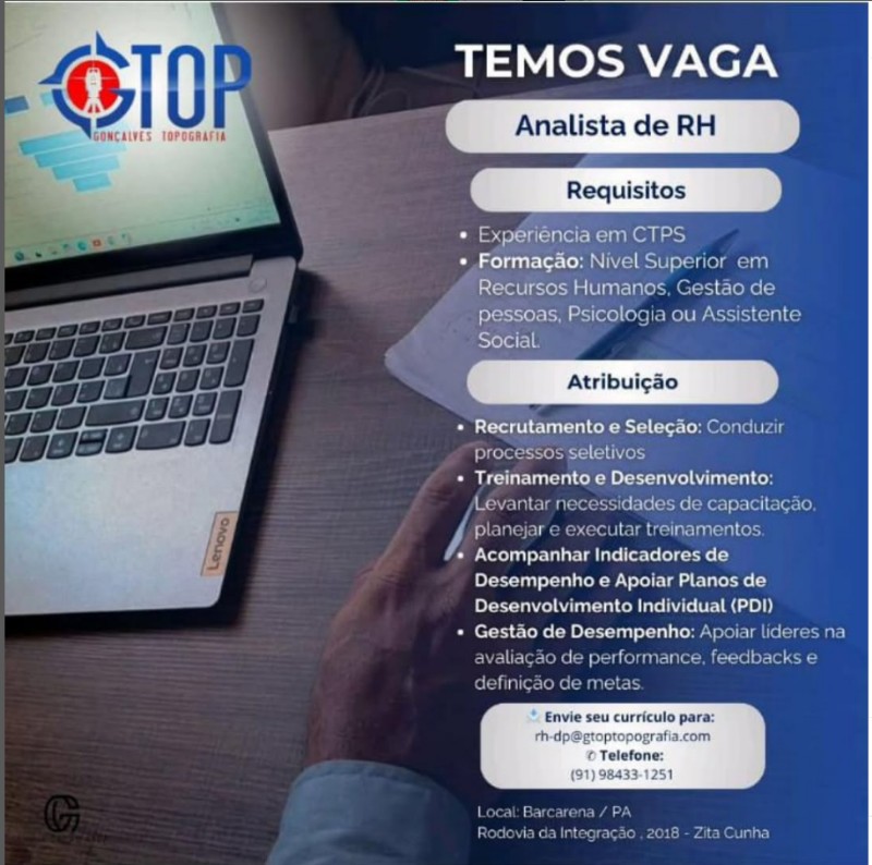 1 Vaga de emprego para Analista De Rh na empresa TOP em 27/09