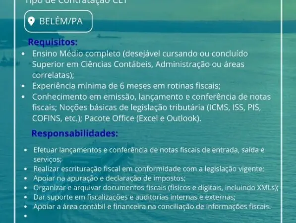 1 Vaga de emprego para Assistente Fiscal na empresa MAJONAV em 06/09