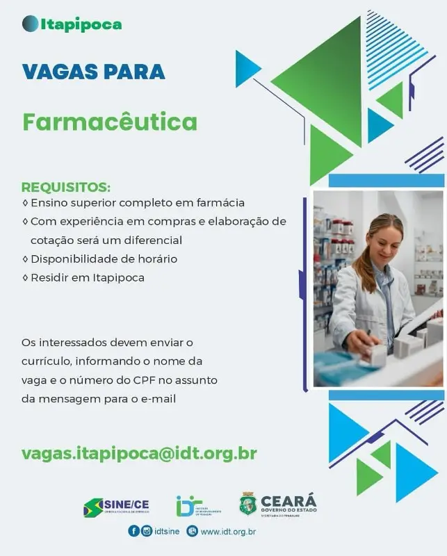 1 Vaga de emprego para Farmacêutica no segmento de farmácia em 11/09