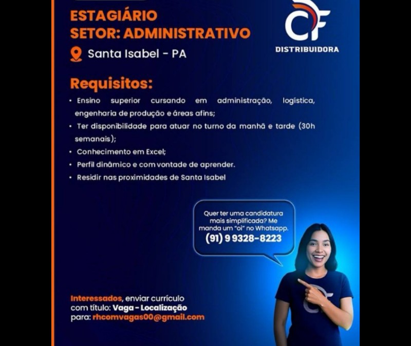 1 Vaga de emprego para Estagiario Administrativo na empresa CF Distribuidora em 19/09