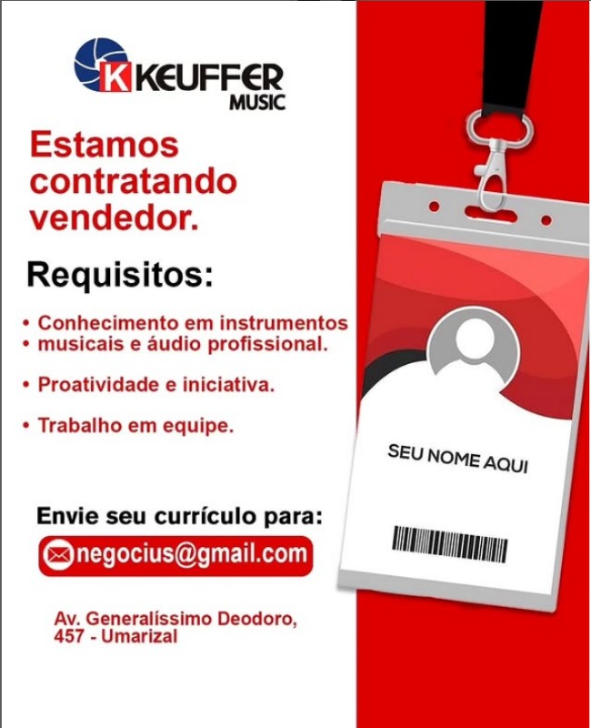 1 Vaga de emprego para Vendedor na empresa KKEUFFER MUSIC em 20/09