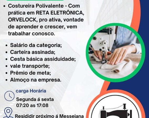 1 Vaga de emprego para Costureiro no bairro de Messejana em 12/09