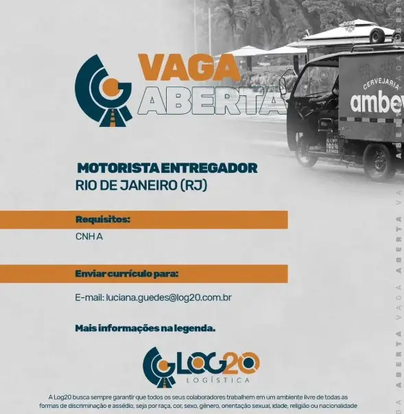 1 Vaga de emprego para Motorista Entregador na empresa Glog 20 Logística em 06/09